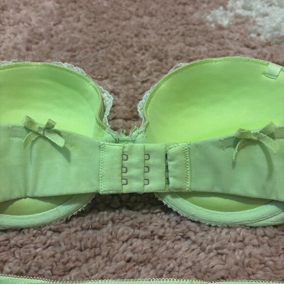 Aerie Women Bra 34C Sexy Mia Style Lime Green Adjustable Strap w/ Bows Push Up - Picture 3 of 7
